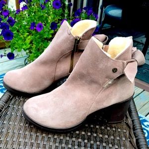 Bearpaw short suede boots with zipper